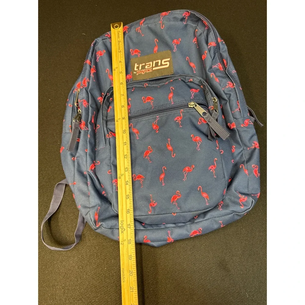 Trans by JanSport Flamingo Print Backpack Navy Blue Pink Tropical S00TM60